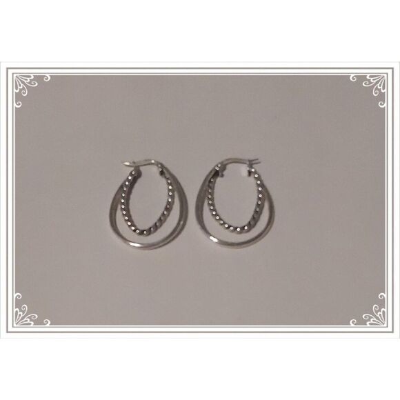 New~OR PAZ Israel 925 Sterling Silver Freeform Double Hoop Earrings - Picture 1 of 5